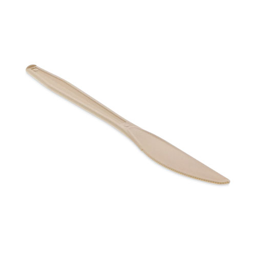 Image of Pactiv Evergreen Earthchoice Psm Cutlery, Heavyweight, Knife, 7.5", Tan, 1,000/Carton
