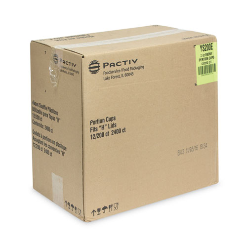 Image of Pactiv Evergreen Plastic Portion Cup, 2 Oz, Black, 200/Bag, 12 Bags/Carton