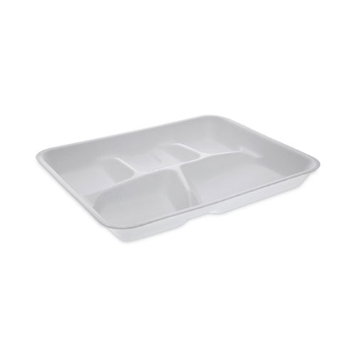 Image of Foam School Trays, 5-Compartment, 8.25 x 10.5 x 1,  White, 500/Carton