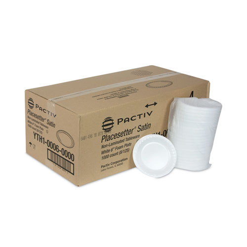 Image of Pactiv Evergreen Placesetter Satin Non-Laminated Foam Dinnerware, Plate, 6" Dia, White, 1,000/Carton