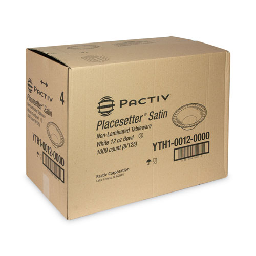 Image of Pactiv Evergreen Placesetter Satin Non-Laminated Foam Dinnerware, Bowl, 12 Oz, 6" Dia, White, 1,000/Carton