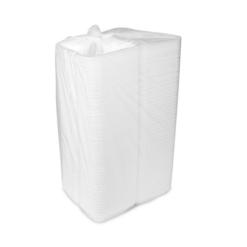 Image of Pactiv Evergreen Foam Hinged Lid Container, Single Tab Lock #205 Utility, 9.19 X 6.5 X 2.75, White, 150/Carton