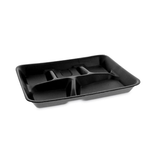 Pactiv Evergreen Foam School Trays, 5-Compartment, 8.25 x 10.25 x 1, Black, 500/Carton
