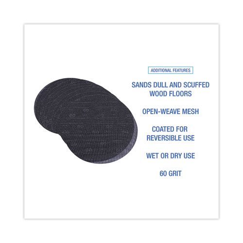 Image of Boardwalk® Sanding Screens, 17" Diameter, 60 Grit, Black, 10/Carton