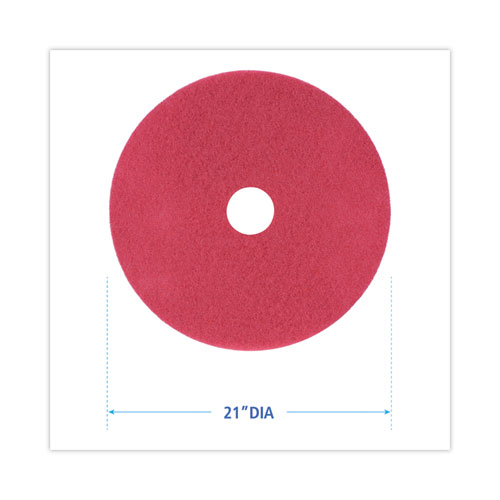 Image of Boardwalk® Buffing Floor Pads, 21" Diameter, Red, 5/Carton