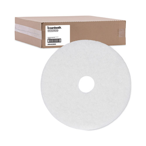 Image of Boardwalk® Polishing Floor Pads, 20" Diameter, White, 5/Carton