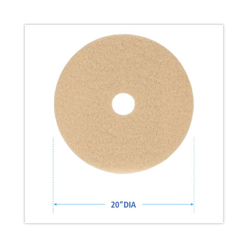 Image of Boardwalk® Burnishing Floor Pads, 20" Diameter, Tan, 5/Carton