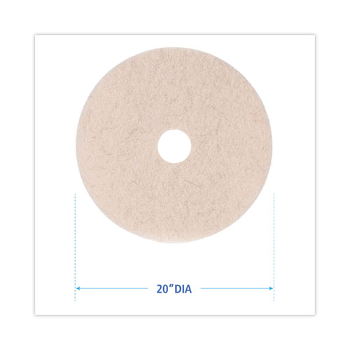 Image of Boardwalk® Natural Hog Hair Burnishing Floor Pads, 20" Diameter, Tan, 5/Carton