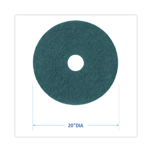 Image of Boardwalk® Heavy-Duty Scrubbing Floor Pads, 20" Diameter, Green, 5/Carton