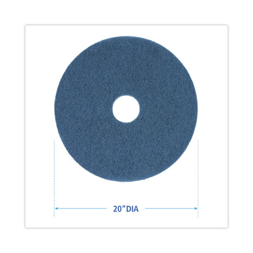 Image of Boardwalk® Scrubbing Floor Pads, 20" Diameter, Blue, 5/Carton