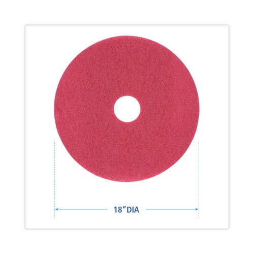Image of Boardwalk® Buffing Floor Pads, 18" Diameter, Red, 5/Carton