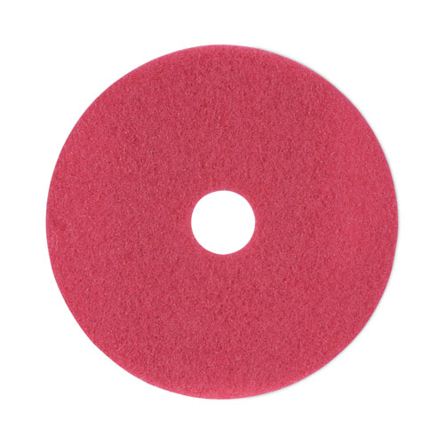 Boardwalk® Buffing Floor Pads, 18" Diameter, Red, 5/Carton
