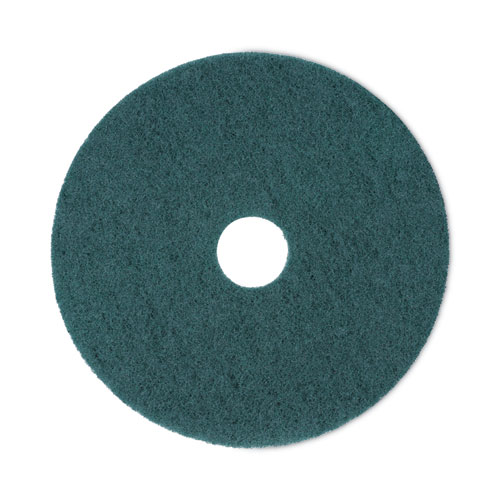 Heavy-Duty Scrubbing Floor Pads, 18" Diameter, Green, 5/Carton