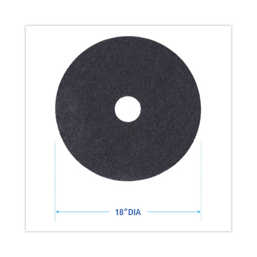 Image of Boardwalk® Stripping Floor Pads, 18" Diameter, Black, 5/Carton