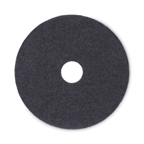 Stripping Floor Pads, 17" Diameter, Black, 5/Carton