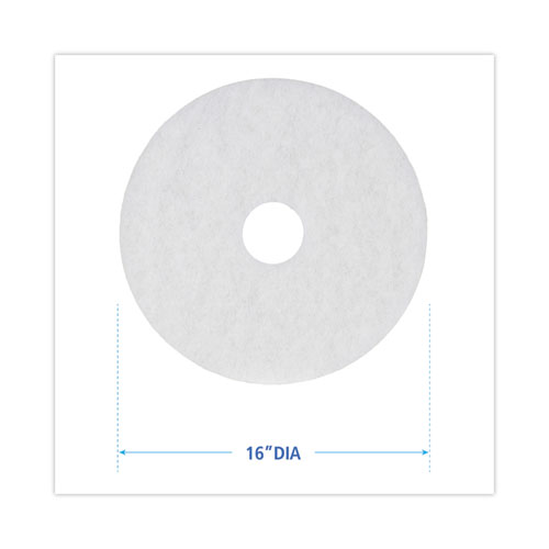 Image of Boardwalk® Polishing Floor Pads, 16" Diameter, White, 5/Carton