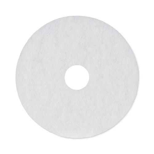 Polishing Floor Pads, 16" Diameter, White, 5/Carton