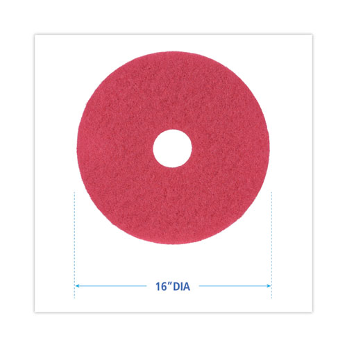 Image of Boardwalk® Buffing Floor Pads, 16" Diameter, Red, 5/Carton