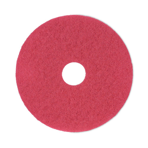 Boardwalk® Buffing Floor Pads, 16" Diameter, Red, 5/Carton
