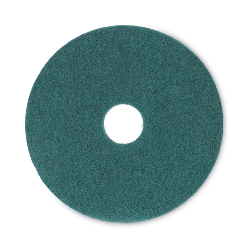 Heavy-Duty Scrubbing Floor Pads, 16" Diameter, Green, 5/Carton