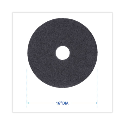 Image of Boardwalk® Stripping Floor Pads, 16" Diameter, Black, 5/Carton
