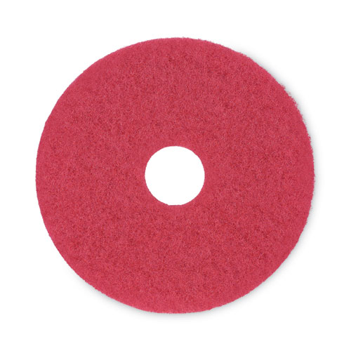 Buffing Floor Pads, 15" Diameter, Red, 5/Carton