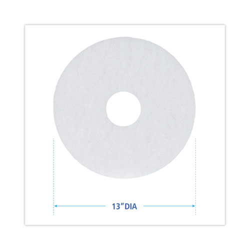 Image of Boardwalk® Polishing Floor Pads, 13" Diameter, White, 5/Carton