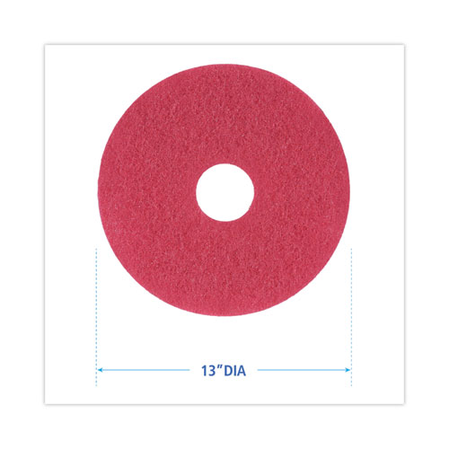 Image of Boardwalk® Buffing Floor Pads, 13" Diameter, Red, 5/Carton