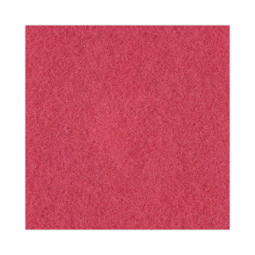 Buffing Floor Pads, 12" Diameter, Red, 5/Carton