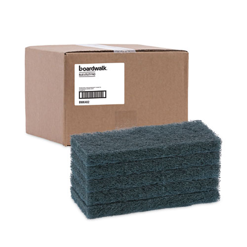 Medium-Duty Scour Pad, 10 x 4.63, Blue, 20/Carton