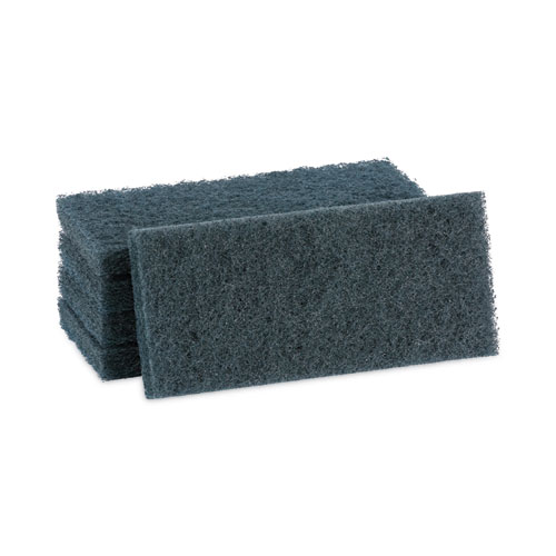 Boardwalk® Medium-Duty Scour Pad, 10 x 4.63, Blue, 20/Carton
