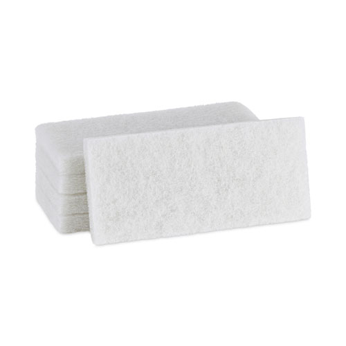 Boardwalk® Light Duty Scour Pad, 4.63  X 10, White, 20/Carton