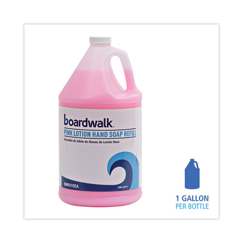 Image of Boardwalk® Mild Cleansing Pink Lotion Soap, Cherry Scent, Liquid, 1 Gal Bottle, 4/Carton