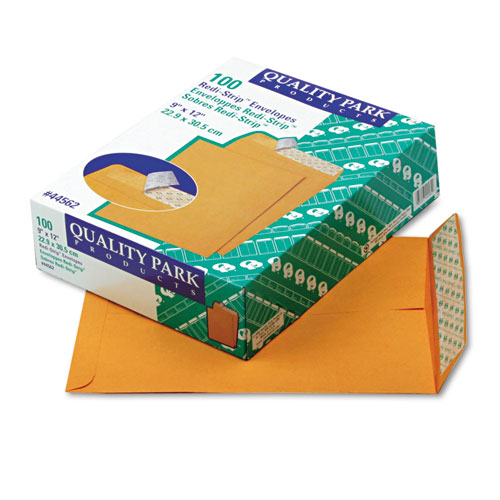 Redi-Strip Catalog Envelope, #10 1/2, Cheese Blade Flap, Redi-Strip Closure, 9 x 12, Brown Kraft, 100/Box | by Plexsupply
