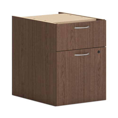 HON® Mod Support Pedestal, Left or Right, 2-Drawers: Box/File, Legal/Letter, Sepia Walnut, 15" x 20" x 20"