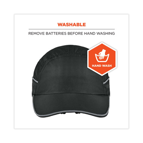 Image of Ergodyne® Skullerz 8965 Lightweight Bump Cap Hat With Led Lighting, Long Brim, Black, Ships In 1-3 Business Days
