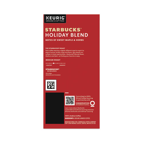 Image of Starbucks® Holiday Blend Coffee, K-Cups, 22/Box, 4 Boxes/Carton