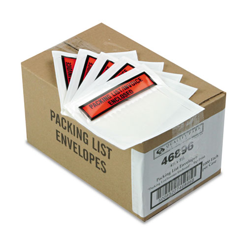 Self-Adhesive Packing List Envelope, 4.5 x 5.5, Clear/Orange, 1,000/Carton | by Plexsupply
