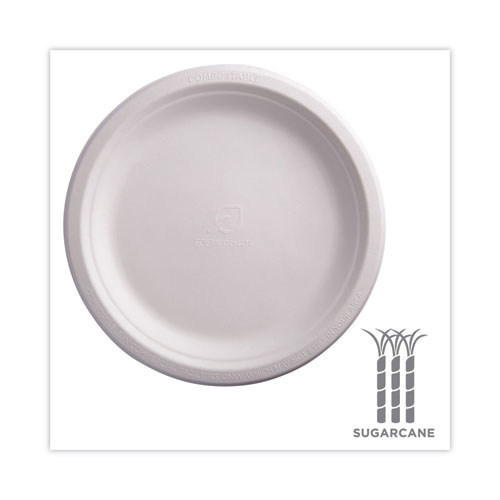 Image of Eco-Products® Renewable Sugarcane Plates, 9" Dia, Natural White, 500/Carton