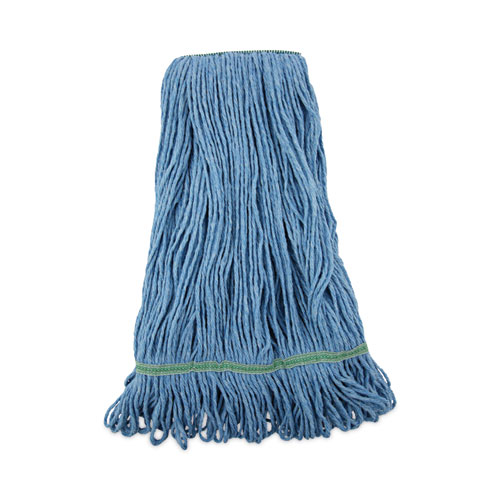 Image of Super Loop Wet Mop Head, Cotton/Synthetic Fiber, 1" Headband, Medium Size, Blue