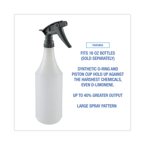 Chemical-Resistant Trigger Sprayer 320CR, 7.25" Tube, Fits16 oz Bottles, Gray, 24/Carton
