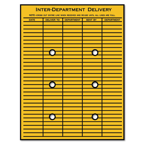 Image of Quality Park™ Brown Kraft String/Button Interoffice Envelope, #97, Two-Sided Five-Column Format, 52-Entries, 10 X 13, Brown Kraft, 100/Ct