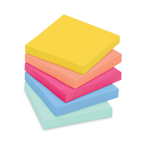 Post-It® Notes Super Sticky Note Pads In Summer Joy Collection Colors, 3" X 3", Summer Joy Collection Colors, 90 Sheets/Pad, 12 Pads/Pack