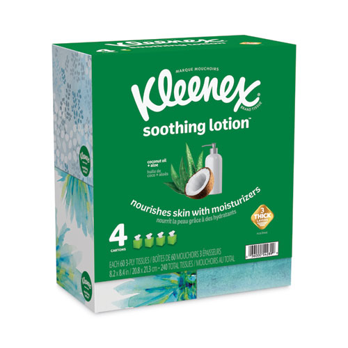 Image of Kleenex® Lotion Facial Tissue, 3-Ply, White, 60 Sheets/Box, 4 Boxes/Pack, 8 Packs/Carton
