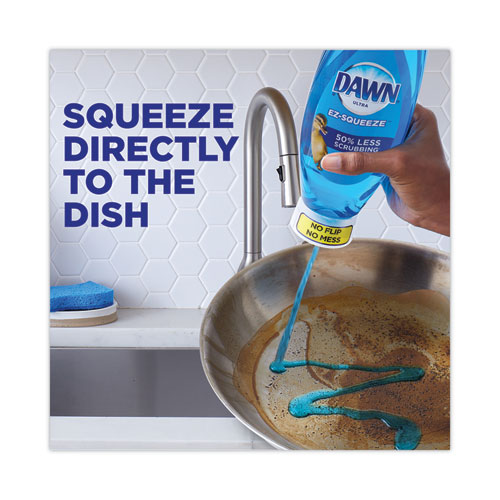 Image of Ultra Liquid Dish Detergent, Dawn Original, Three 22 oz E-Z Squeeze Bottles and 2 Sponges/Pack, 6 Packs/Carton