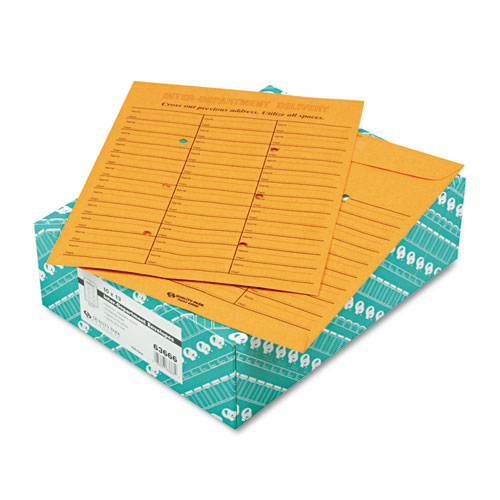 Image of Quality Park™ Brown Kraft Redi-Tac Box-Style Interoffice Envelope, #97, Two-Sided Three-Column Format, 10 X 13, Brown Kraft, 100/Box