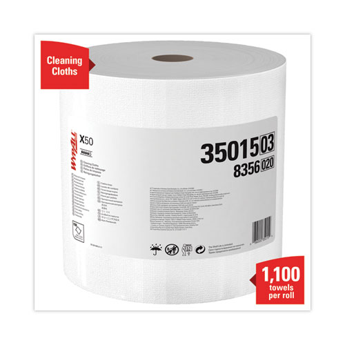 X50 Cloths, Jumbo Roll, 13.4 x 9.8, White, 1,100/Roll