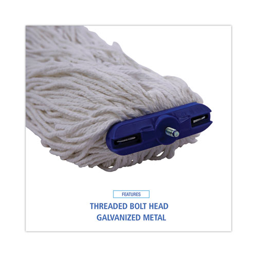 Image of Boardwalk® Cut-End Lie-Flat Mop Head, Rayon, 16Oz, White, 12/Carton