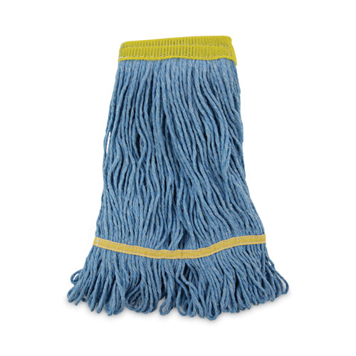 Image of Super Loop Wet Mop Head, Cotton/Synthetic Fiber, 5" Headband, Small Size, Blue, 12/Carton