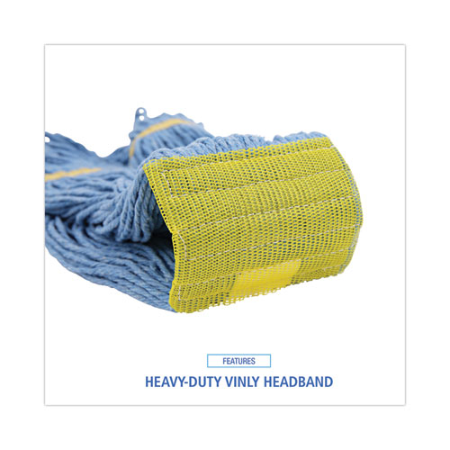 Image of Boardwalk® Super Loop Wet Mop Head, Cotton/Synthetic Fiber, 5" Headband, Small Size, Blue, 12/Carton